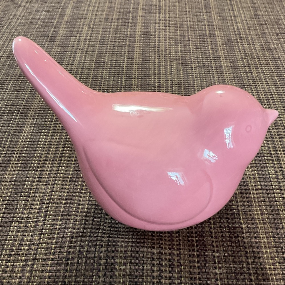 Pink Ceramic Bird Figurine